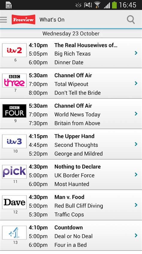 gtv schedule|tv schedule freeview uk.